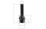 S2 / S3 Black Wheel Bolts 26mm Thread Image